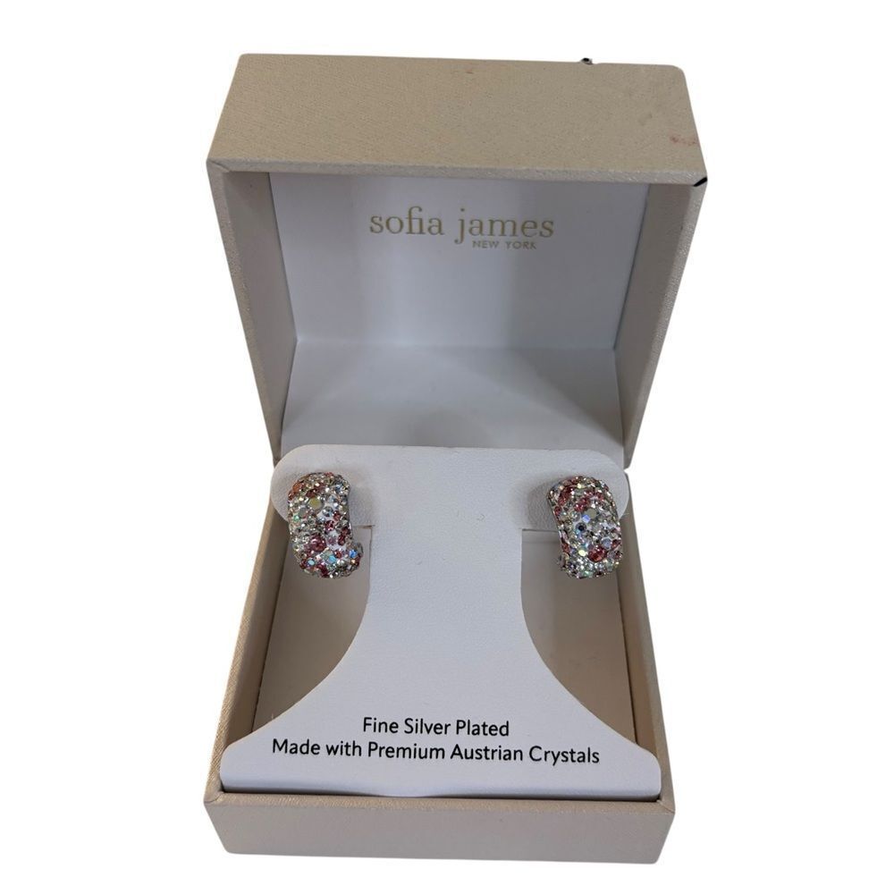 Silver Earrings with Multicolor Crystals